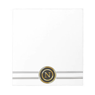Elegant Gold Monogram N Notizblock