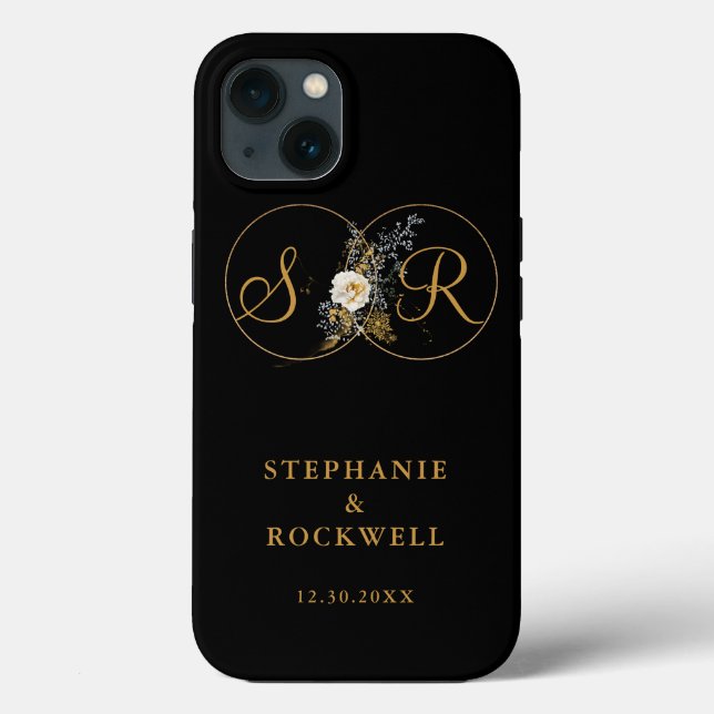 Elegant Gold Monogram Name Initial Wedding Case-Mate iPhone Hülle (Rückseite)