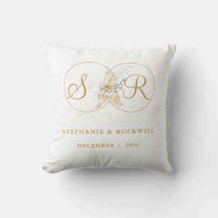 Elegant Gold Monogram Name Initial Wedding Kissen