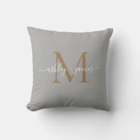 Elegant Gold Monogram Script Names Wedding Gray