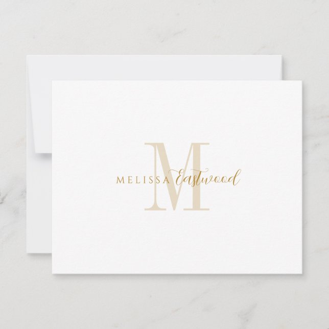 Elegant Gold Monogram Script Serif Mitteilungskarte (Vorderseite)