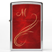 Elegant Gold Monogram Swirl auf Red
