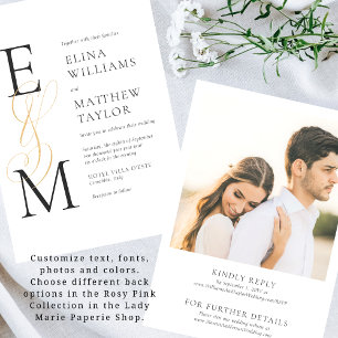 Elegant Gold Monogram Wedding Invite with RSVP Einladung