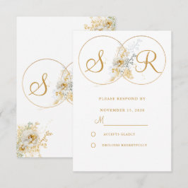 Elegant Gold Monogram Wedding RSVP Karte