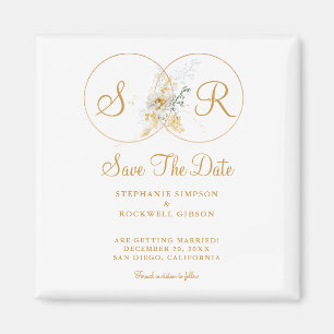 Elegant Gold Monogram Wedding Save the Date Magnet