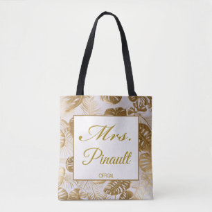 Elegant Gold Monstera Mrs. Personalisiert Bridal