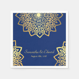 Elegant Gold Navy Blue Wedding Serviette