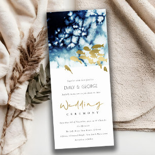 ELEGANT GOLD NAVY UNDERWATER SEA FISH WEDDING INVI EINLADUNG