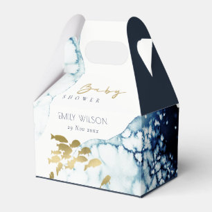 ELEGANT GOLD NAVY UNTERWASSER FISH BABY DUSCHE GESCHENKSCHACHTEL