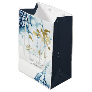 ELEGANT GOLD NAVY UNTERWASSER FISH BRAUTPARTY MITTLERE GESCHENKTÜTE