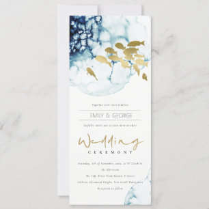ELEGANT GOLD NAVY UNTERWASSER MEER FISCH HOCHZEIT EINLADUNG