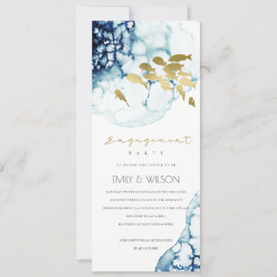 ELEGANT GOLD NAVY UNTERWASSER MEER FISCH VERLOBUNG EINLADUNG