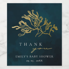 ELEGANT GOLD NAVY UNTERWASSER WEED BABY DUSCHE WEINETIKETT