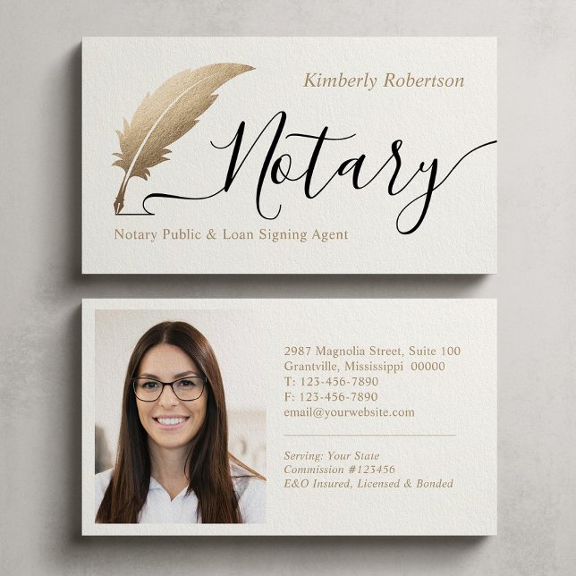  Elegant Gold Notary Calligraphy Business Card Visitenkarte (Von Creator hochgeladen)