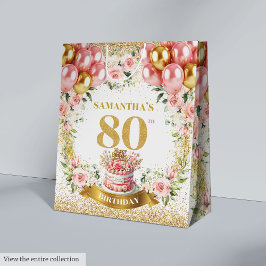 Elegant Gold Number 80. Geburtstag Boho Geschenkta Mittlere Geschenktüte