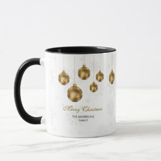 Elegant Gold Ornament Merry Christmas  Tasse
