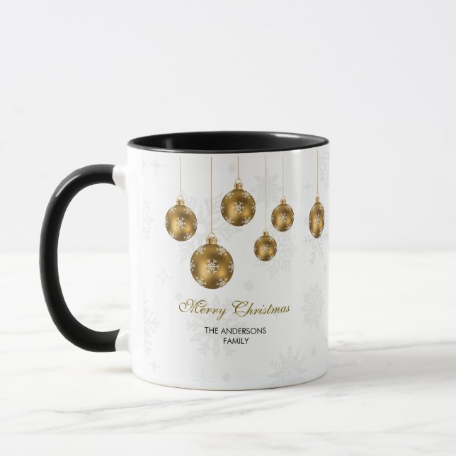 Elegant Gold Ornament Merry Christmas  Tasse (Links)