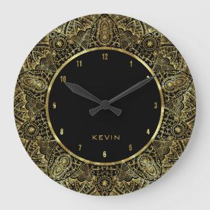 Elegant Gold Ornante La Circle Frame Große Wanduhr