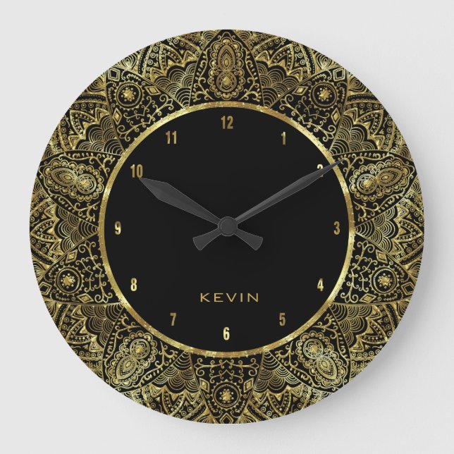 Elegant Gold Ornante La Circle Frame Große Wanduhr (Vorderseite)