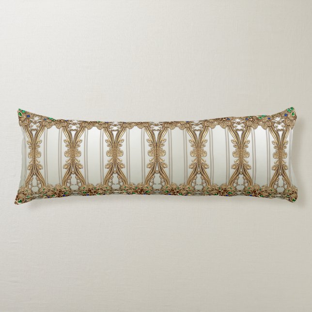 Elegant Gold Ornate Body Pillow Seitenschläferkissen (Vorderseite)