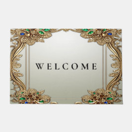 Elegant Gold Ornate Doormat Fußmatte