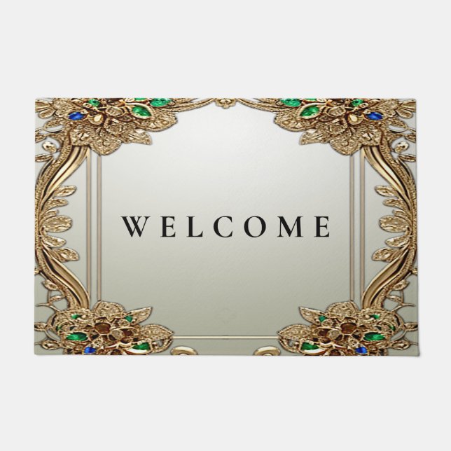 Elegant Gold Ornate Doormat Fußmatte (Vorderseite)