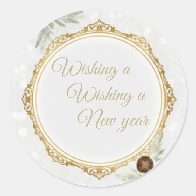 Elegant Gold Ornate Frame Round Sticker with Eucal (Vorderseite)