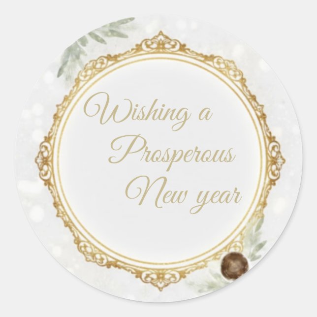 Elegant Gold Ornate Frame Round Sticker with Eucal (Vorderseite)