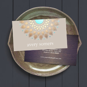 Elegant Gold Ornate Lotus Mandala Natural Health Visitenkarte