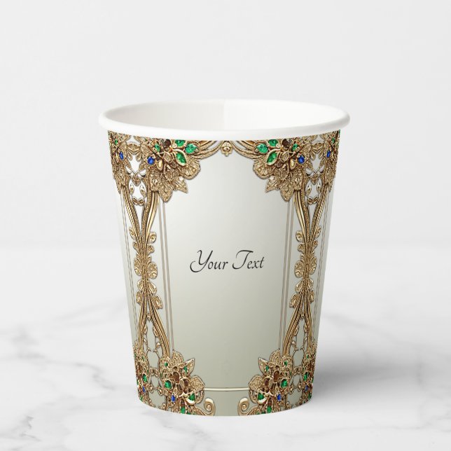 Elegant Gold Ornate Paper cup Pappbecher (Links)