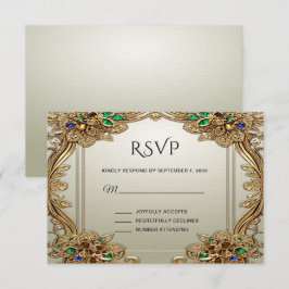 Elegant Gold Ornate RSVP Card Karte