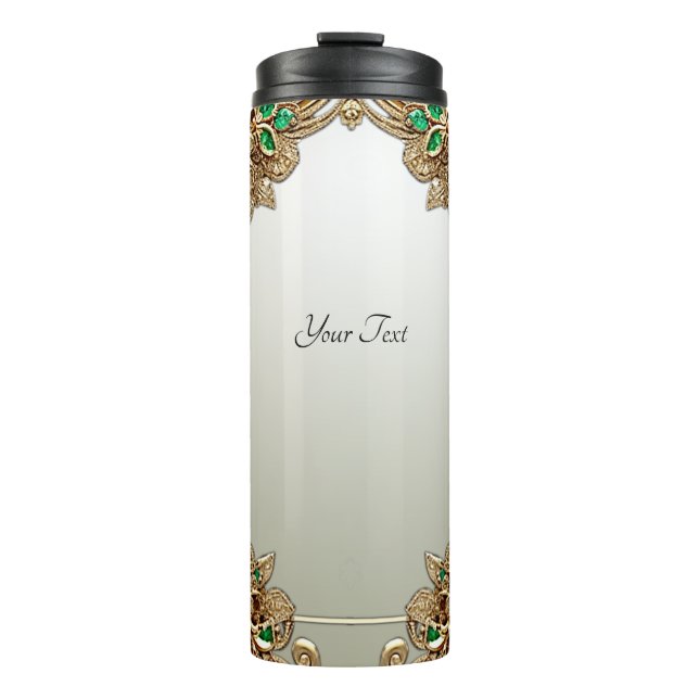 Elegant Gold Ornate Thermal Tumbler Thermosbecher (Vorderseite)