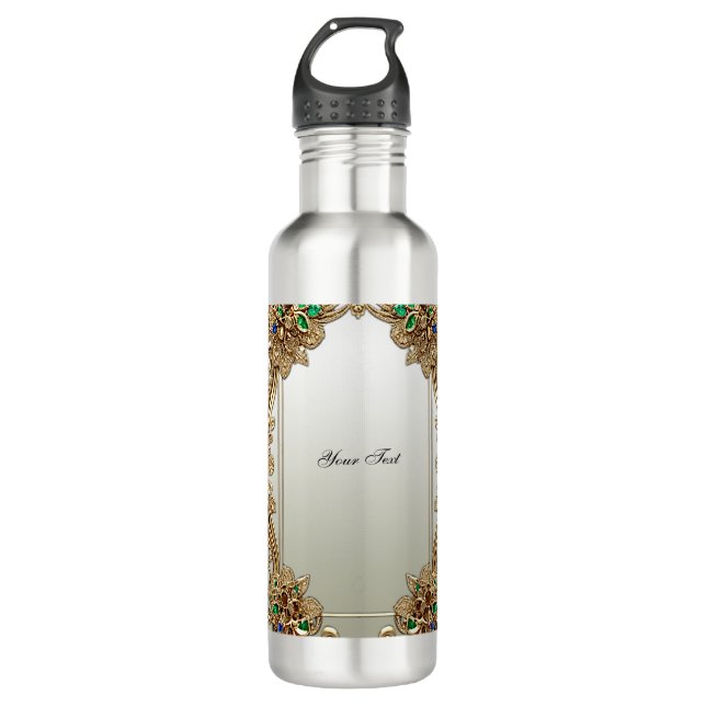 Elegant Gold Ornate Water Bottle Edelstahlflasche (Vorderseite)
