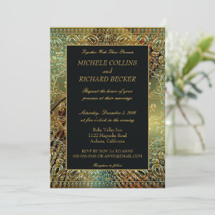 Elegant Gold Paisley Einladung