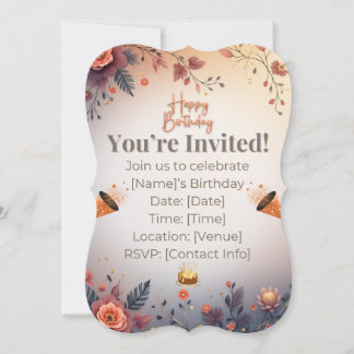 Elegant Gold & Pastel Birthday Invitation | Moder Einladung