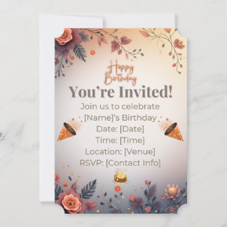 Elegant Gold & Pastel Birthday Invitation | Moder Einladung