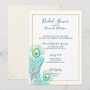 Elegant Gold Peacock Bridal Einladungen