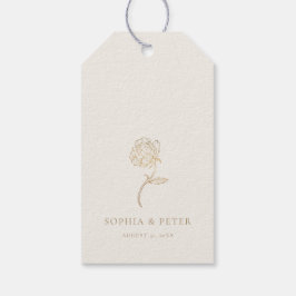 Elegant gold peony line art Floral Thank You Tag Geschenkanhänger