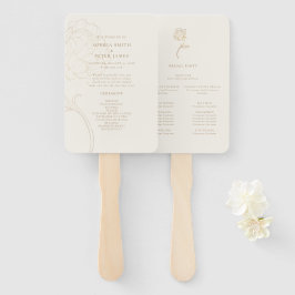 Elegant gold peony line Ceremony Program Hand Fan Fächer