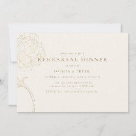 Elegant gold peony Rehearsal Dinner Invitation