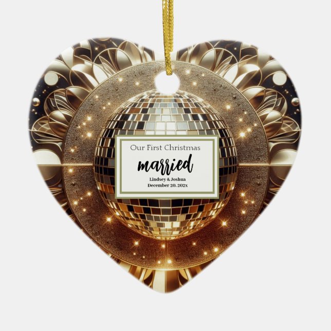 Elegant Gold Personalisiert First Christmas neu Keramik Ornament (Vorne)