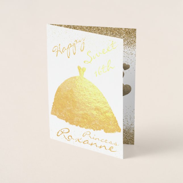 Elegant Gold Personalisiert Sweet 16. Geburtstag Folienkarte (Vorderseite)