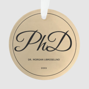 Elegant Gold PhD Abschluss Name Year Ornament