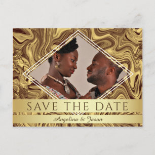 Elegant Gold Photo Wedding Save The Date Ankündigungspostkarte