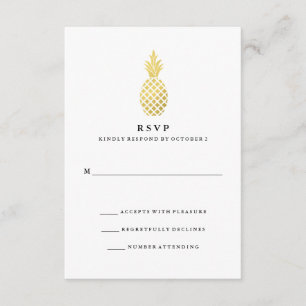 Elegant Gold Pineapard Wedding RSVP