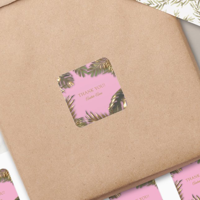 Elegant Gold Pink 50 Fabulous Vielen Dank Quadratischer Aufkleber (Von Creator hochgeladen)