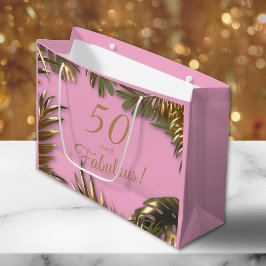 Elegant Gold Pink 50 Fantastischer Geburtstag Große Geschenktüte
