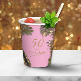 Elegant Gold Pink 50 Fantastischer Geburtstag Pappbecher