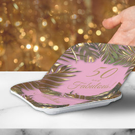 Elegant Gold Pink 50 Fantastischer Geburtstag Pappteller