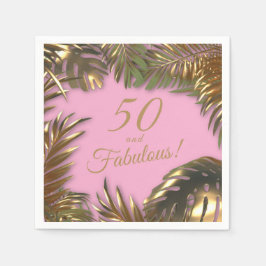 Elegant Gold Pink 50 Fantastischer Geburtstag Serviette